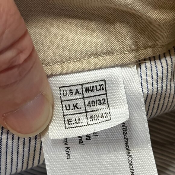 Brooks Brothers 346 Men's Chinos Pants 40x31.5 Flat Front Beige Khaki Cotton - Picture 5 of 10